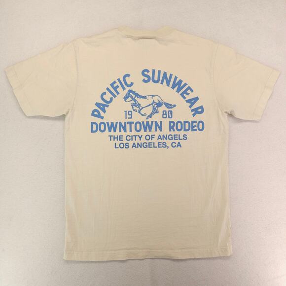 PacSun Casual Crew Neck Short Sleeve Striped T Shirt Mens Size Medium M Tan - Picture 9 of 9